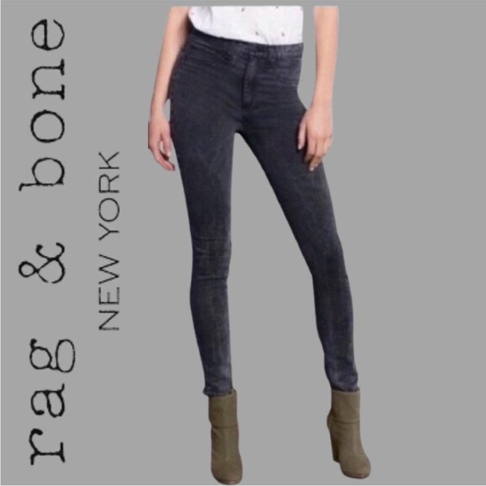 Rag & Bone Justine “the Legging” skinny Jean‎ acid wash in Rosebowl black.